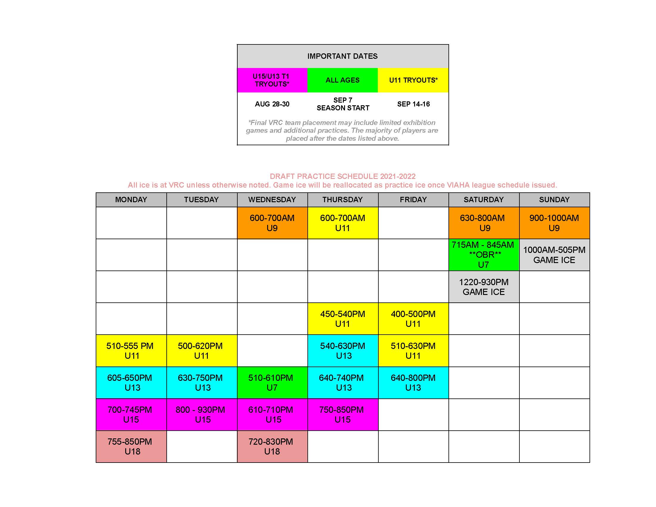 2021 VRC Schedule Template 2021 VRC Schedule Template