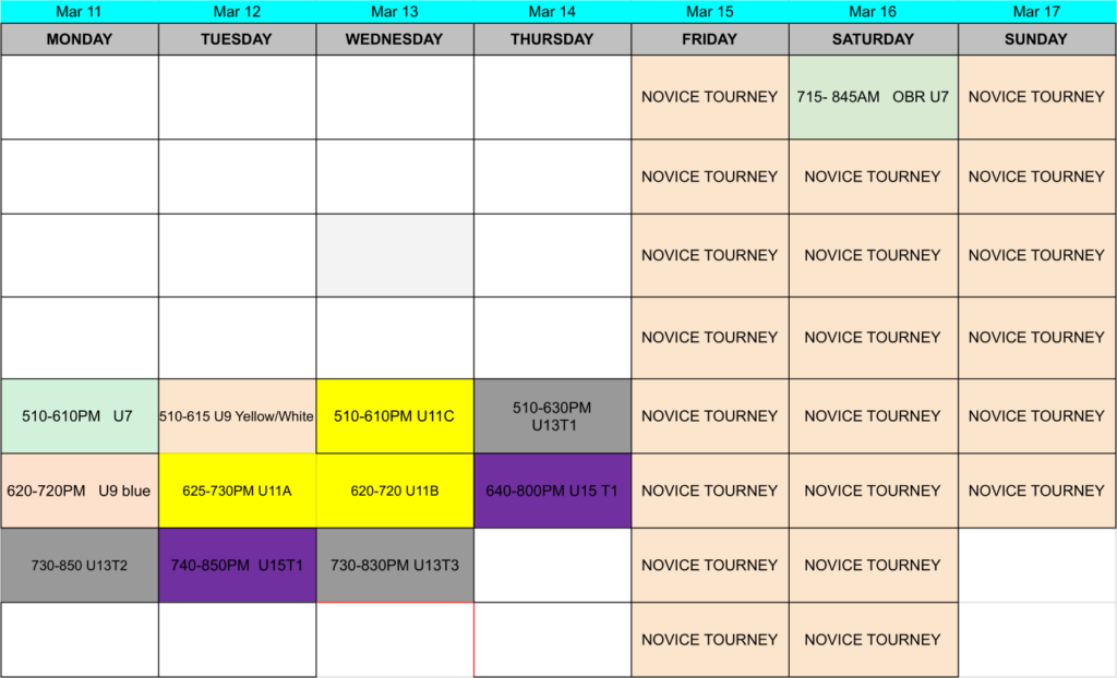 Schedule – Victoria Racquet Club Minor Hockey Association